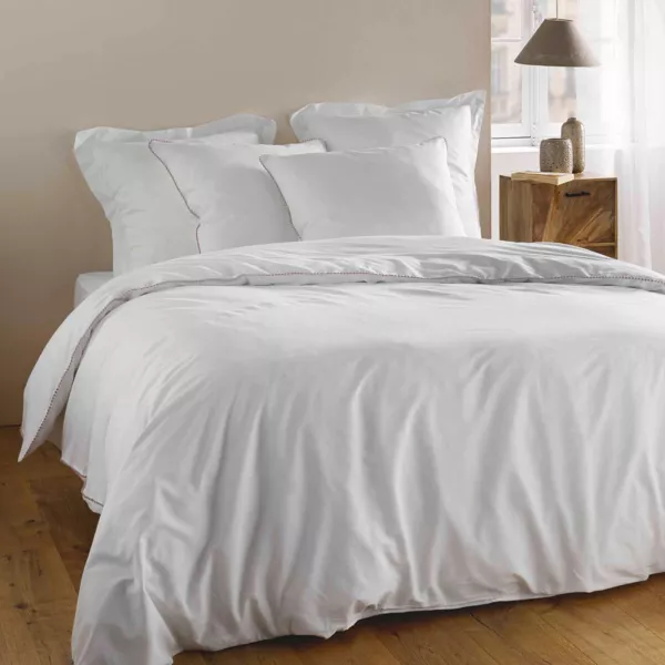Housse de couette et deux taies coton (240 x 220 cm) No�mie Blanche