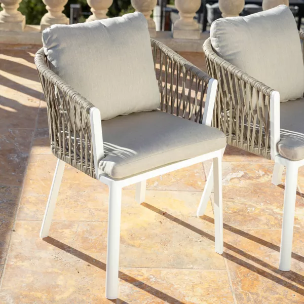 Lote de 2 sillones de jardín en aluminio Amalfi - Blanco y Topo