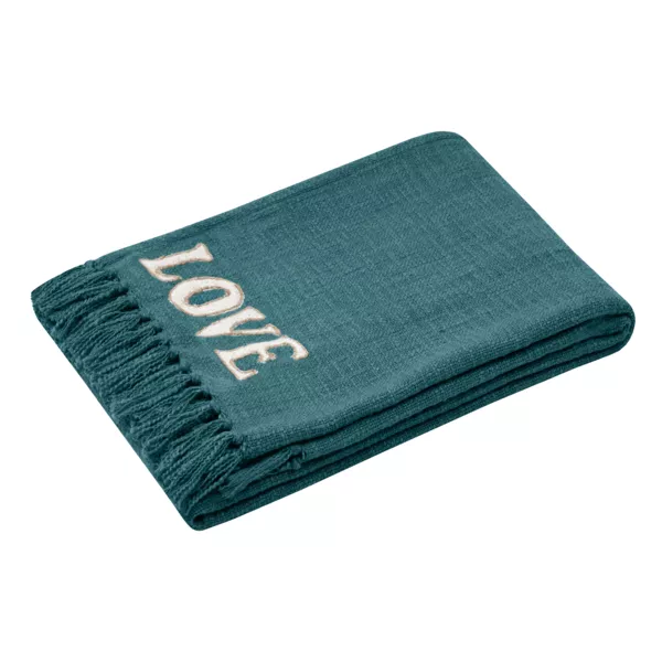 Jet� de canap� coton (125 x 150 cm) Happy Bleu orage