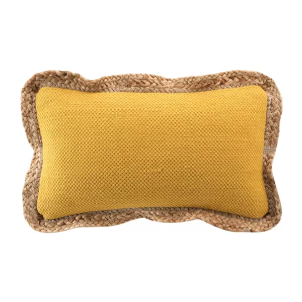 Coussin rectangulaire jute et coton (30 x 50 cm) Akina Jaune ocre