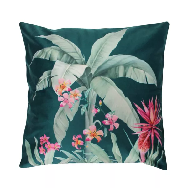 Housse de coussin velours (40 x 40 cm) Paolina Bleu canard