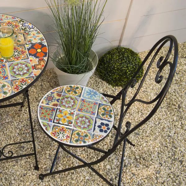 Chaise de bistrot pliable en mosa�que Braga Multicolore