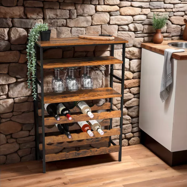 Mueble portabotellas industrial con 18 compartimentos y portavasos (H100 cm) Hugo Marr�n