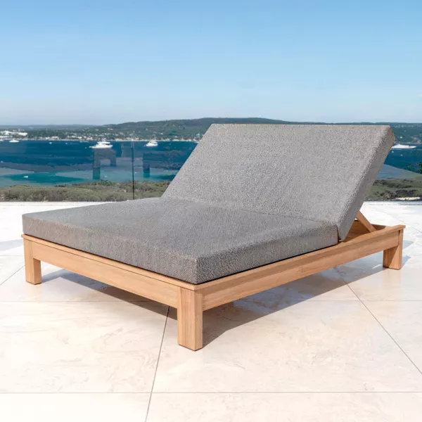 Tumbona doble en madera de acacia Born�o - Gris antracita