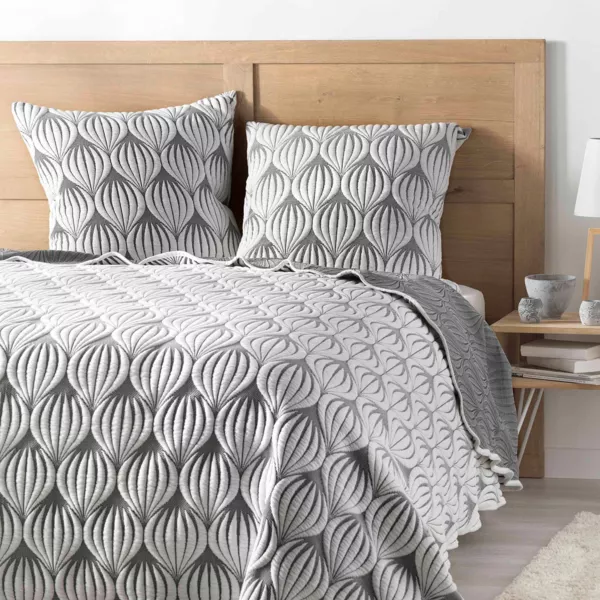 Colcha y 2 fundas de almohada (220 x 240 cm) Faustine Gris