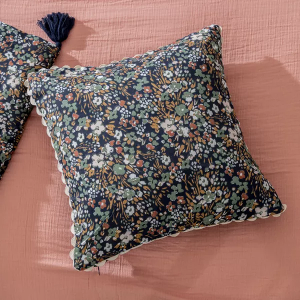 Cuscino quadrato garza di cotone (40 x 40 cm) Constance Blu notte