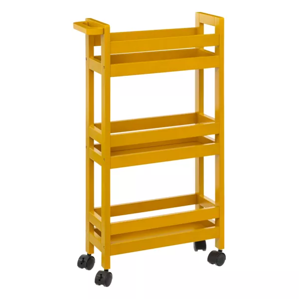 Desserte � roulettes 3 niveaux (40 x 15 x 75 cm) Colorama Jaune moutarde