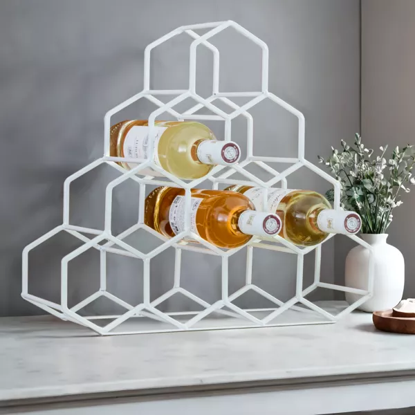 Range-bouteilles m�tal pyramide (H38 cm) Malo Blanc