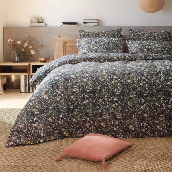Housse de couette gaze de coton (200 x 200 cm) Constance Bleu nuit