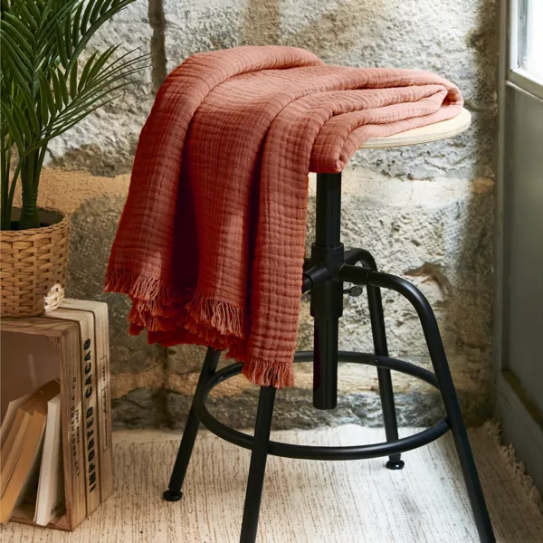 Plaid gaze de coton (130 x 160 cm) Ga�a Terracotta
