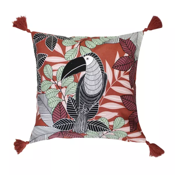 Kissenbezug Baumwolle mit Pompons (40 x 40 cm) Wallis Rosa