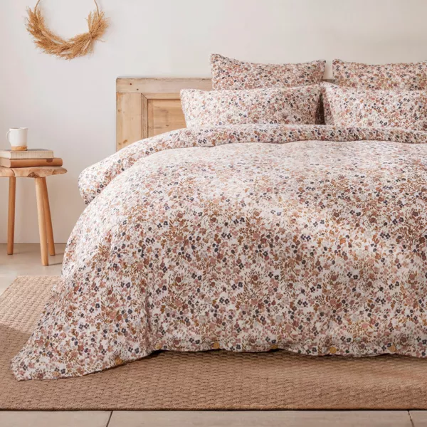 Bomuldsgaze dynebetræk (200 x 200 cm) Constance Beige pampa