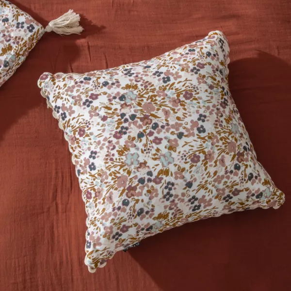 Firkantet pude i bomuldsgaze (40 x 40 cm) Constance Beige pampa