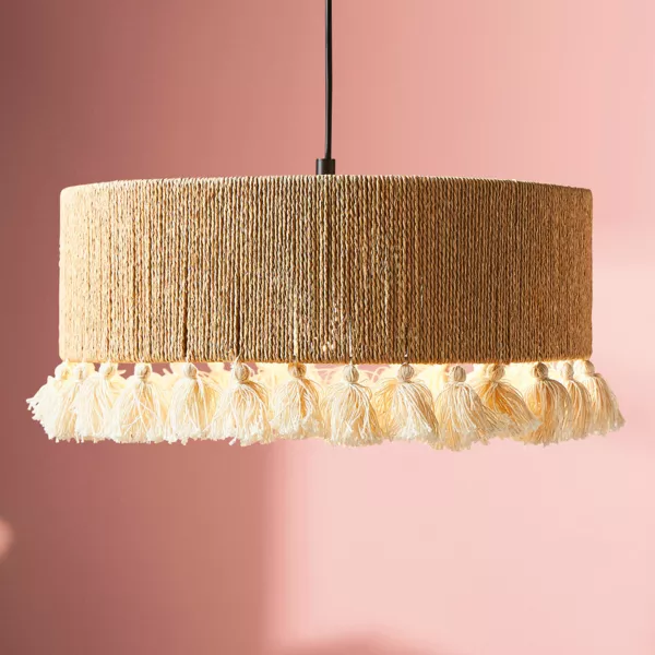 Suspension cercle � pompons et corde (D35 cm) Airo Naturel