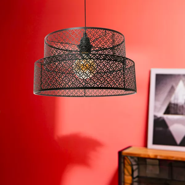 Lampadario rotondo metallo marocchino (D34 cm) Gigogne Nero