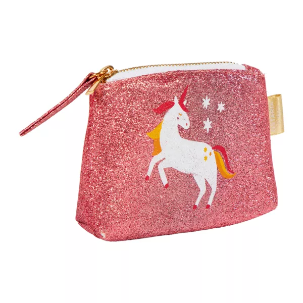 Pung med glimmer til b�rn (11 cm) Enhj�rning Pink