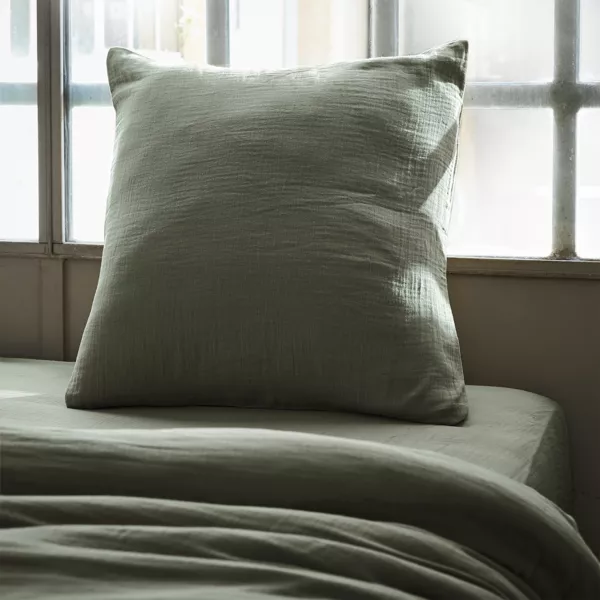 Quadratischer Musselin-Kopfkissenbezug (60 x 60 cm) Ga�a Rosmaringr�n