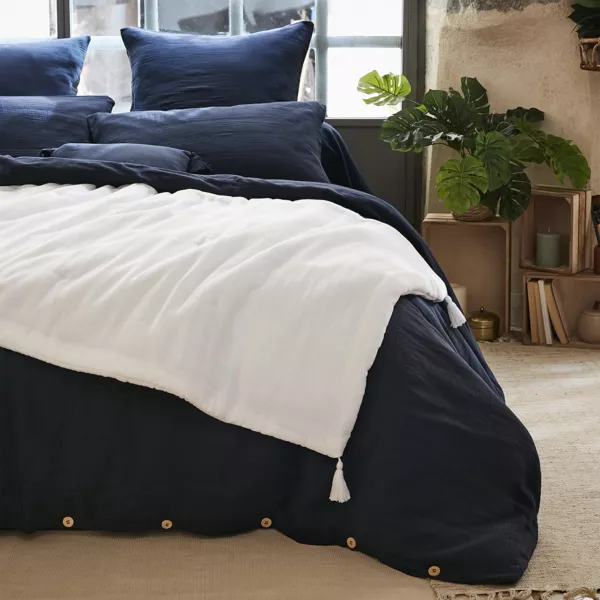 Edredon gaze de coton (150 x 150 cm) Ga�a Blanc chantilly