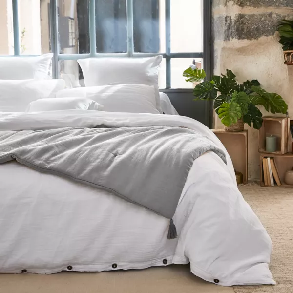 Edredon gaze de coton (150 x 150 cm) Ga�a Gris nuage