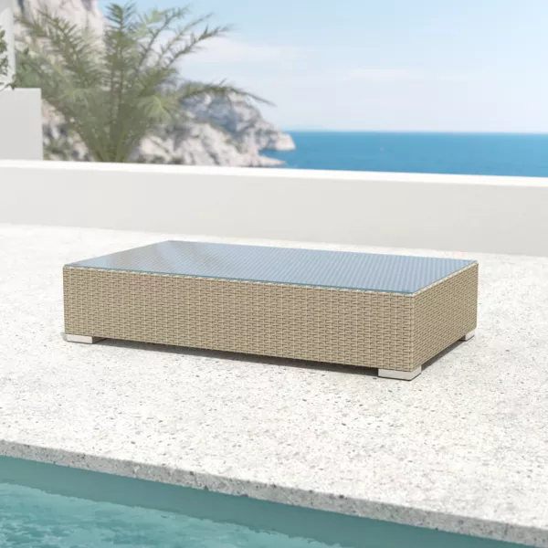 Salontafel rechthoekig synthetisch wicker Palma - Grijs