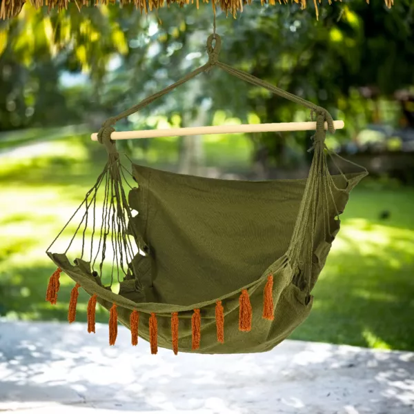 Chaise Hamac � suspendre � franges Vert kaki