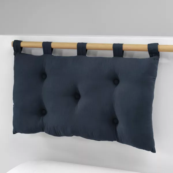 Tête de lit coussin gaze de coton (80 x 50 cm) Gaïa Bleu nuit