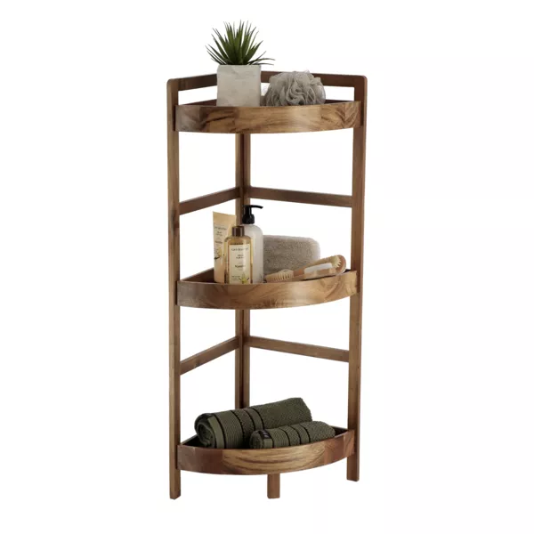 Eckregal 3 Ebenen Akazienholz (H86 cm) Lina Braun