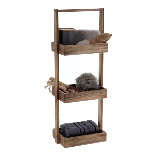 Mobile da bagno 3 ripiani legno d'acacia (Alt 70 cm) Lina Marrone