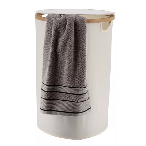 Wasmand rond en opklapbaar (H60 cm) Purebamboo Ecru
