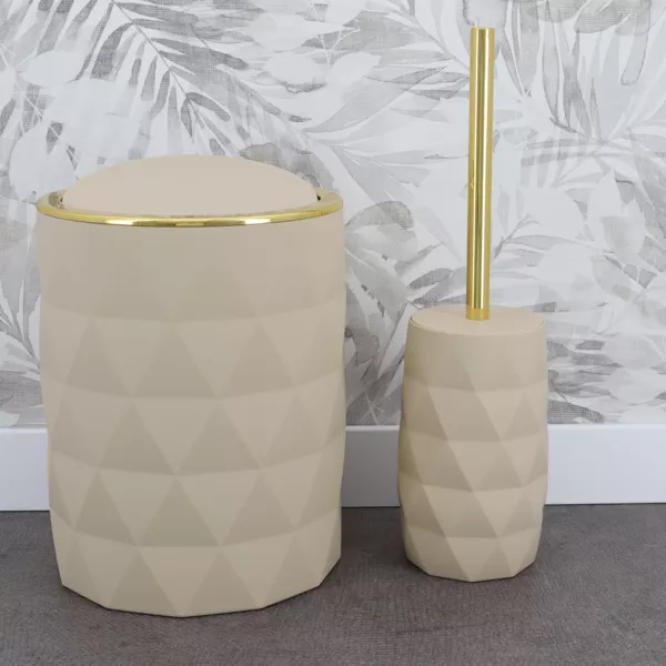 Cubo de basura para ba�o goma 6L Rubby Beige