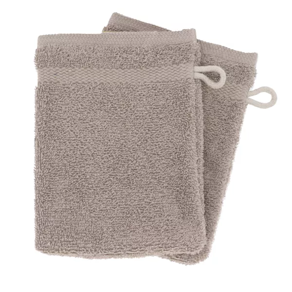 Set van 2 katoenen washandjes (15 x 21 cm) Timeless Taupe