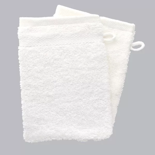 Set di 2 guanti da bagno in cotone (15 x 21 cm) Timeless Bianco