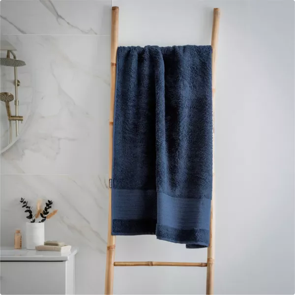 Serviette de bain coton bio (70 x 130 cm) M�line Bleu nuit