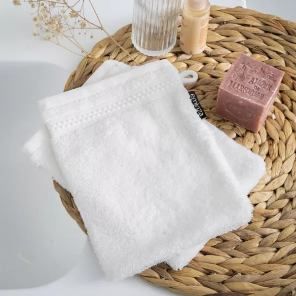 2er Set Waschlappen aus Bio-Baumwolle M�line Cremewei�
