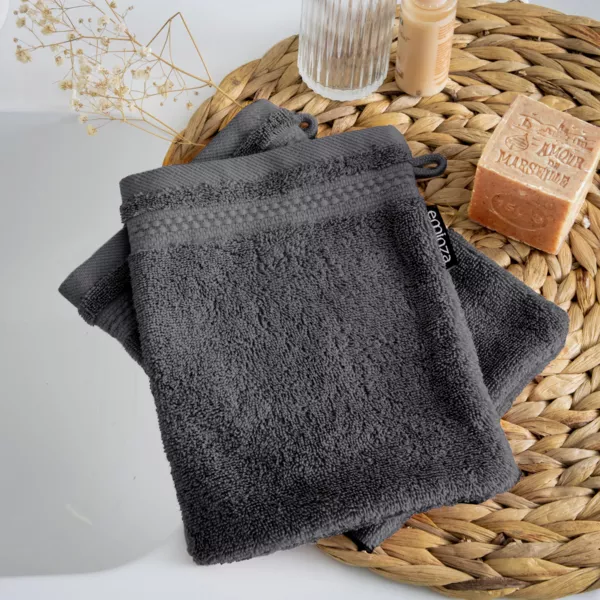 Set di 2 guanti da bagno cotone bio (15 x 21 cm) M�line Grigio tempesta