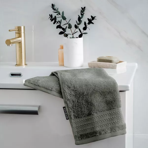 Serviette de bain coton bio (30 x 50 cm) M�line Vert romarin