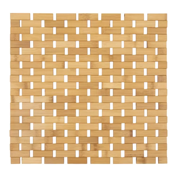 Alfombra de ba�o Cuadrada de Bamb� (45 x 45 cm) Antideslizante Beige