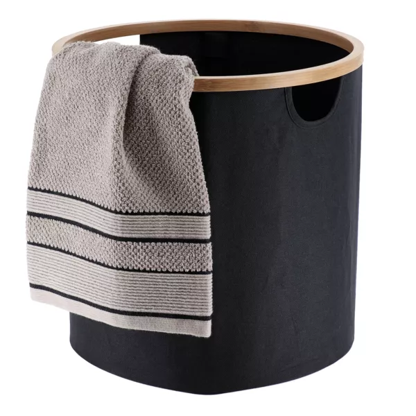 Panier de rangement rond et pliable Purebamboo Noir