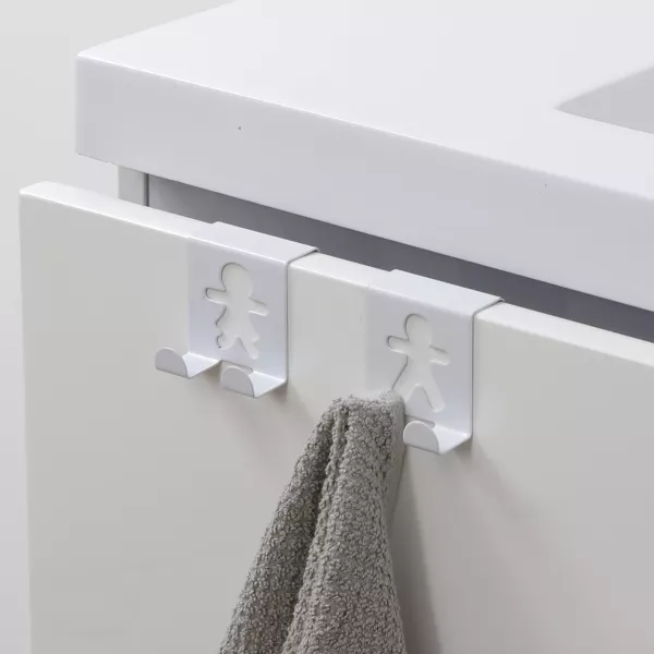 Juego de 2 Percheros  para colgar en metal (H4,8 cm) Bonhommes Blanco