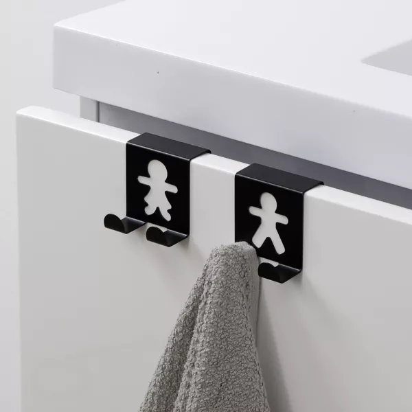 Juego de 2 Percheros  para colgar en metal (H4,8 cm) Bonhommes Negro