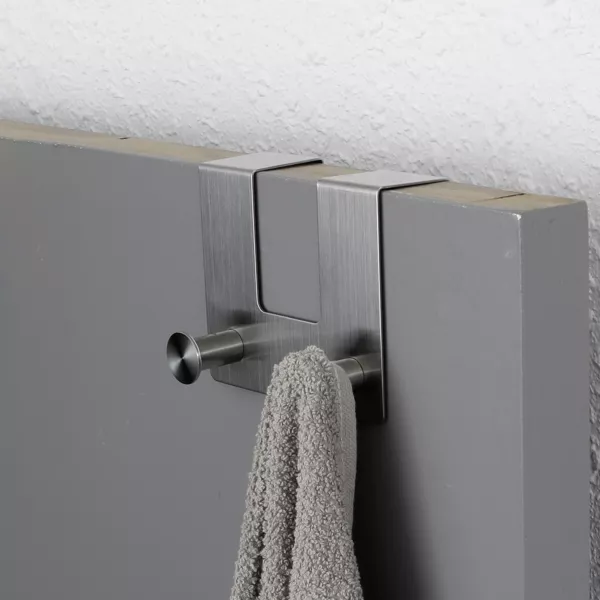 Appendiabiti per porta inox 2 ganci (H10 cm) Cromo