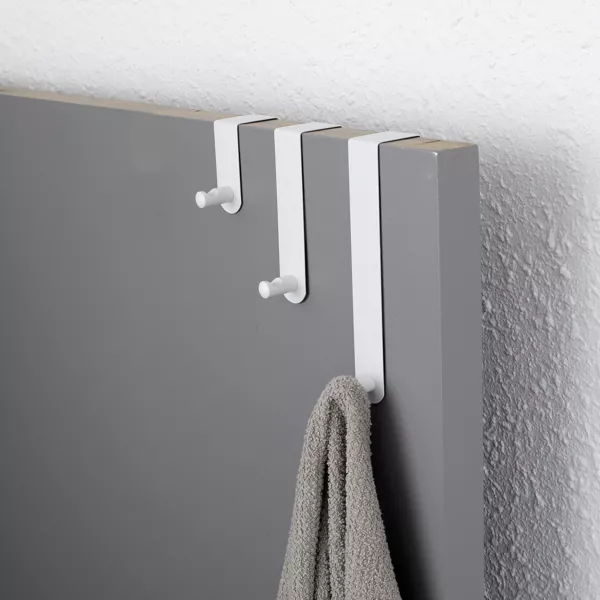 Juego de 3 Perchas  de puerta en acero inoxidable (H7-13-19 cm) Blanco