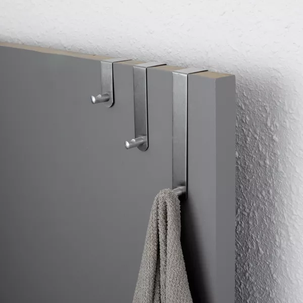 Juego de 3 Perchas  de puerta en acero inoxidable (H7-13-19 cm) Cromo