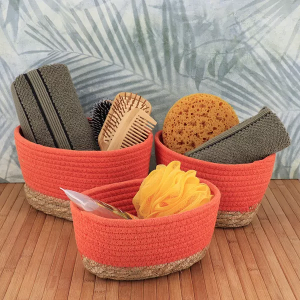 Lot de 3 paniers de rangement (H13 cm) Timeless Orange