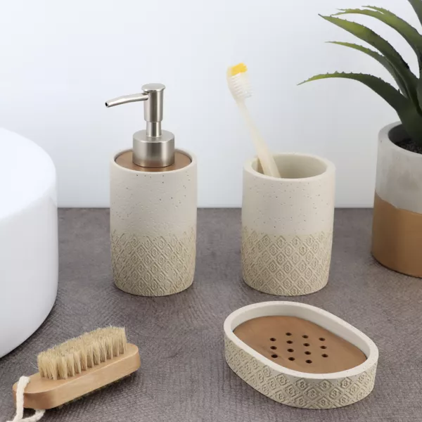 Set d'accessoires salle de bain grav� Casablanca Naturel