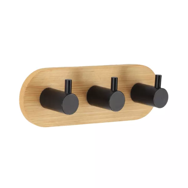 Pat�re adh�sive 3M bambou 3 crochets (L13,5 cm) Noir