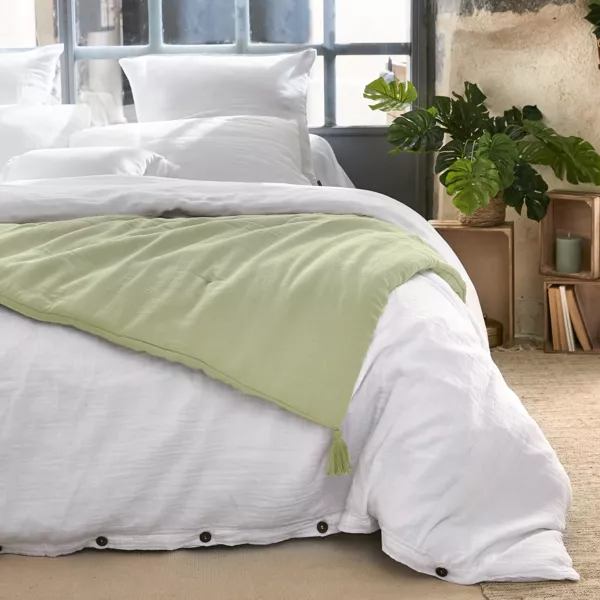 Camino de cama edred�n en gasa de algod�n (150 x 150 cm) Ga�a Verde tilo