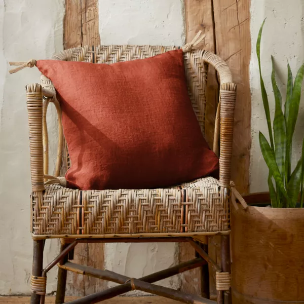 Cuscino quadrato lino lavato (45 cm) Louise Terracotta