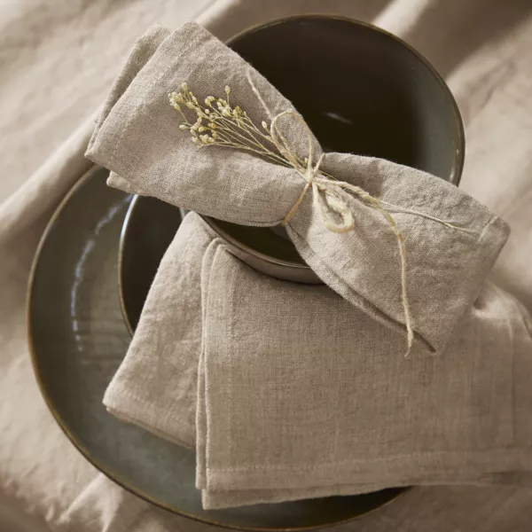 Set di 3 tovaglioli lino lavato (40 x 40 cm) Louise Beige