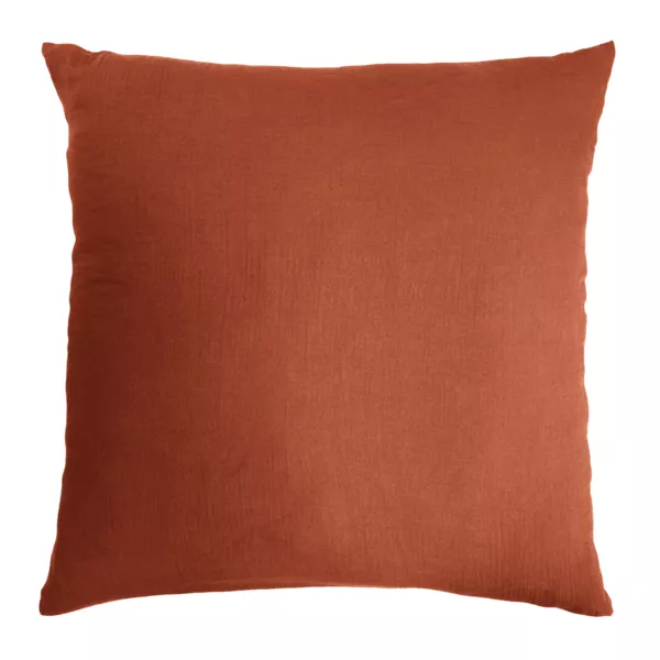 Quadratischer Musselin-Kopfkissenbezug (80 x 80 cm) Gaïa Terrakotta